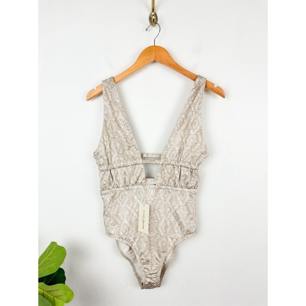 NWT Ramy Brook Printed Thorne Print Plunge Neck One Piece Swimsuit Sz M - Picture 2 of 9